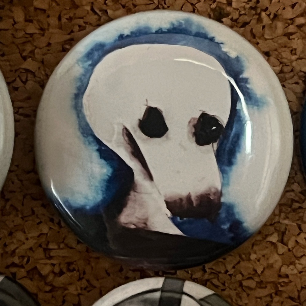 Skull can badge button pin - 1.5 inch